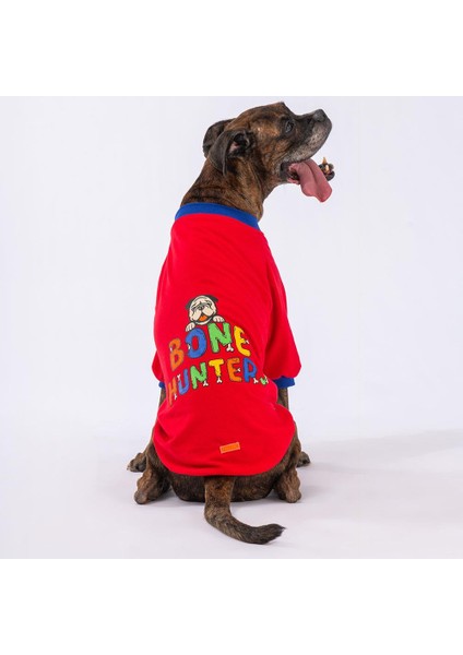 Kırmızı Bone Hunter Orta-Büyük Irk Köpek Fermuarlı Sweatshirt