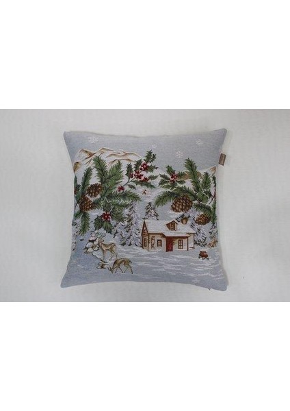 Belıeve Kış Evi Goblen Kırlent 45*45 cm