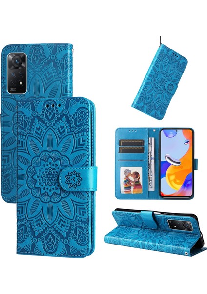 Xiaomi Redmi Note 11 Pro ile Uyumlu Sunflower Kabartmalı Pu Deri Cüzdan Kılıf Kart Yuvaları ve Kickstand ile Çevirmeli Koruyucu Telefon Kapağı (Yurt Dışından)