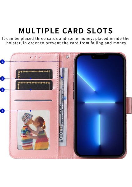 iPhone 14 Pro Max ile Uyumlu Sunflower Kabartmalı Pu Deri Cüzdan Kılıf Kart Yuvaları ve Kickstand ile Çevirmeli Koruyucu Telefon Kapağı (Yurt Dışından)