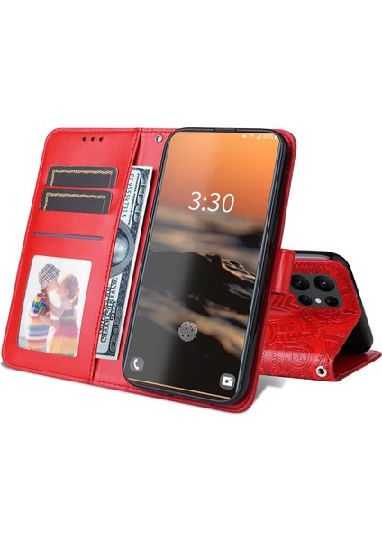 Samsung Galaxy S23 Ultra ile Uyumlu Sunflower Kabartmalı Pu Deri Cüzdan Kılıf Kart Yuvaları ve Kickstand ile Çevirmeli Koruyucu Telefon Kapağı (Yurt Dışından)