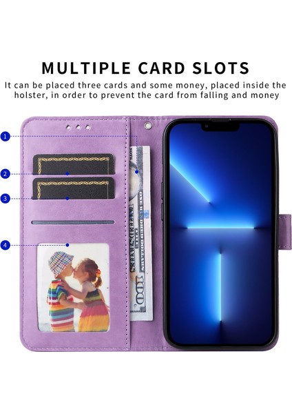 iPhone 13 Pro Max ile Uyumlu Sunflower Kabartmalı Pu Deri Cüzdan Kılıf Kart Yuvaları ve Kickstand ile Çevirmeli Koruyucu Telefon Kapağı (Yurt Dışından)