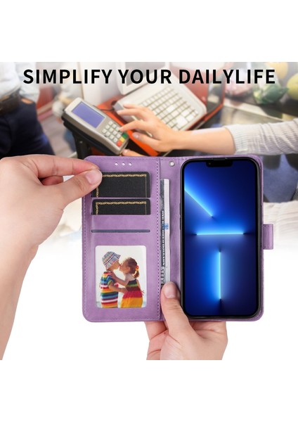 iPhone 13 Pro Max ile Uyumlu Sunflower Kabartmalı Pu Deri Cüzdan Kılıf Kart Yuvaları ve Kickstand ile Çevirmeli Koruyucu Telefon Kapağı (Yurt Dışından)