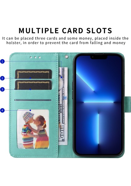 iPhone 13 Pro Max ile Uyumlu Sunflower Kabartmalı Pu Deri Cüzdan Kılıf Kart Yuvaları ve Kickstand ile Çevirmeli Koruyucu Telefon Kapağı (Yurt Dışından)