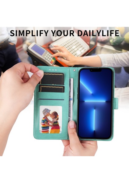 iPhone 13 Pro Max ile Uyumlu Sunflower Kabartmalı Pu Deri Cüzdan Kılıf Kart Yuvaları ve Kickstand ile Çevirmeli Koruyucu Telefon Kapağı (Yurt Dışından)