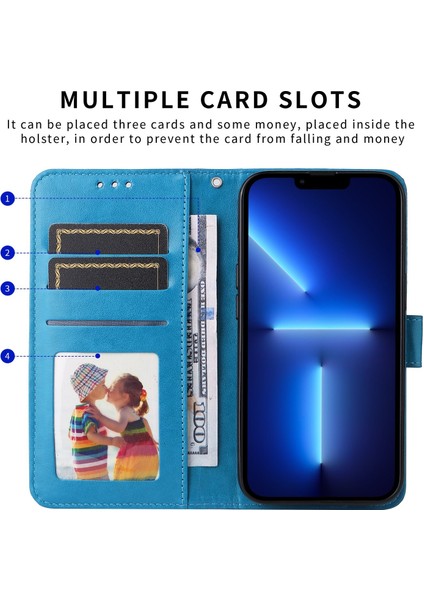 iPhone 13 Pro Max ile Uyumlu Sunflower Kabartmalı Pu Deri Cüzdan Kılıf Kart Yuvaları ve Kickstand ile Çevirmeli Koruyucu Telefon Kapağı (Yurt Dışından)