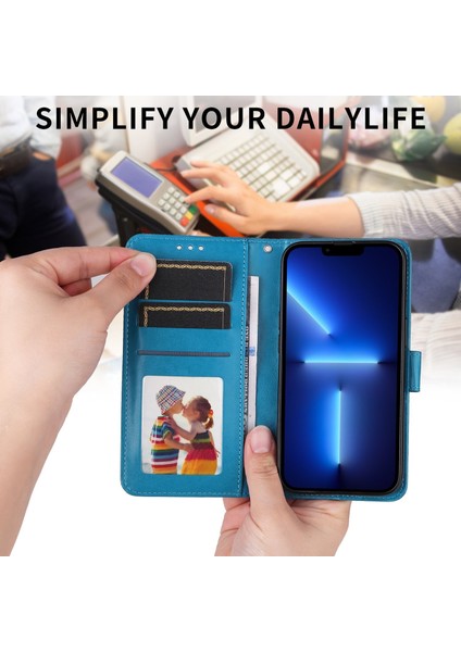 iPhone 13 Pro Max ile Uyumlu Sunflower Kabartmalı Pu Deri Cüzdan Kılıf Kart Yuvaları ve Kickstand ile Çevirmeli Koruyucu Telefon Kapağı (Yurt Dışından)
