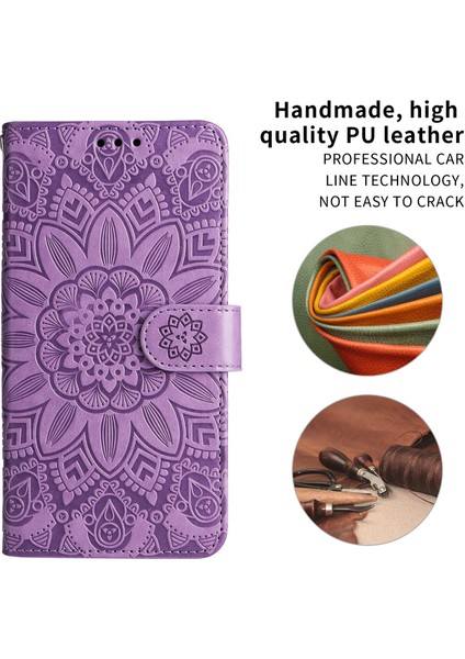 Yihang Boutique Oppo A9 2020/A5 2020 ile Uyumlu Sunflower Kabartmalı Pu Deri Cüzdan Kılıf Kart Yuvaları ve Kickstand ile Çevirmeli Koruyucu Telefon Kapağı (Yurt Dışından)