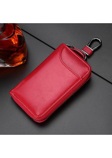 Hakiki Deri Araba Anahtarı Tutucu Kart Sahibi Erkek Çok Fonksiyonlu Anahtarlık Moda Kadın Anahtar Çantası (Yurt Dışından)