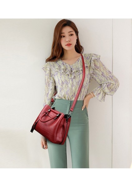 Yeni Kore Tarzı Kadın Taşınabilir Omuz Crossbody Çanta Rahat Büyük Kapasiteli Çok Cepli Anne Çantası (Yurt Dışından)