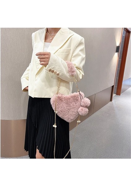 Aşk Çantası Taklit Rex Tavşan Peluş Kadın Çanta Omuz Crossbody Peluş (Yurt Dışından) modelleri