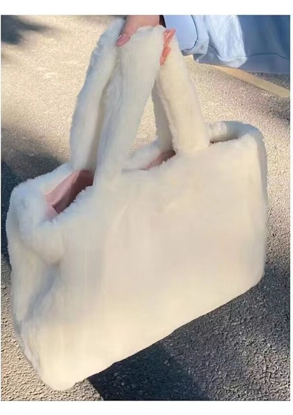 Çanta Sevimli Çanta Kadın Sonbahar ve Kış Yeni Çok Yönlü Basit Peluş Çanta Tote Çanta Alışveriş Çantası Omuz Çantası (Yurt Dışından) modelleri