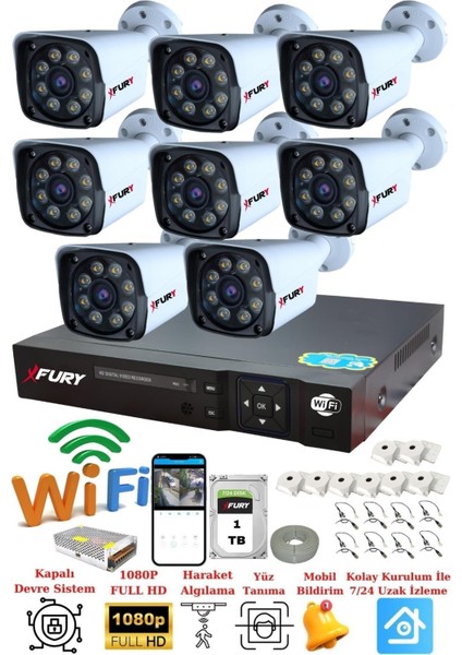 8 Kameralı 5mp Lens 1080p 2mp Color Görüntü 8 Warm Led Gece Görüş Fullhd Güvenlik Kamera 5520w 1TB fiyatları