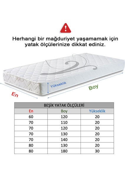 %100 Pamuk Kapitone, Full Kenar Fitted, Su & Sıvı Geçirmez Bebek, Kreş Anaokulu Alezi ve Çocuk Yatak Koruyucu Alez 80 X 130