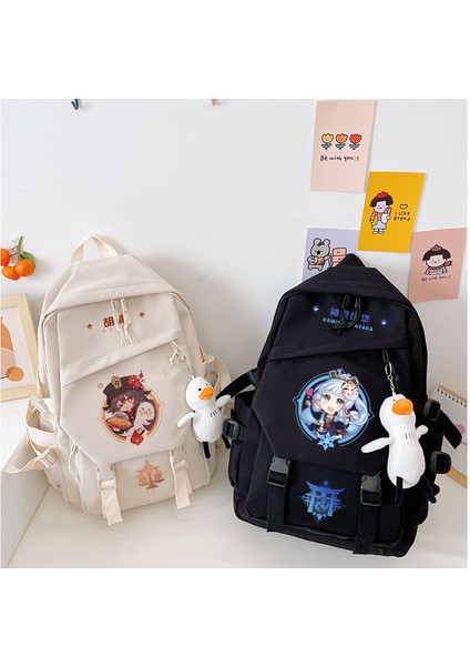 Genshin Impact Schoolbag Anime Japon Harajuku Tarzı Erkek ve Kız Öğrenciler Için Sırt Çantası (Yurt Dışından)