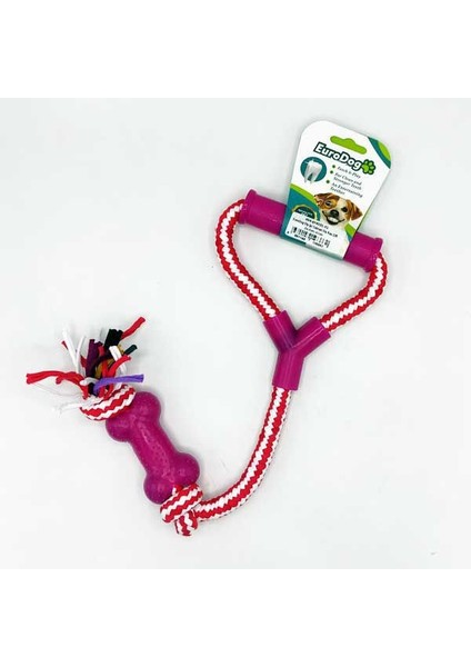 Tutamaçlı Kemik Figürlü Diş Kaşıma Ipi Köpek Oyuncağı Kırmızı/pembe 40 cm