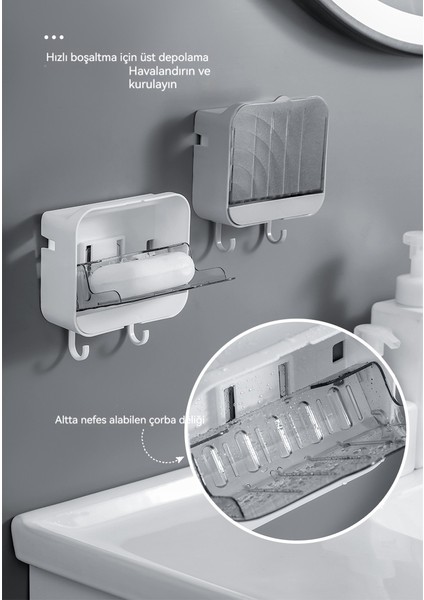 Duvara Monte Dikey Toz Geçirmez Drenaj Sabunu Kapaklı Kutu, Banyo Yaratıcı Depolama Sabunluk, Yumruksuz Açılır Kapanır Sabunluk (Yurt Dışından) fiyatları