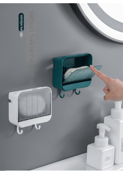 Duvara Monte Dikey Toz Geçirmez Drenaj Sabunu Kapaklı Kutu, Banyo Yaratıcı Depolama Sabunluk, Yumruksuz Açılır Kapanır Sabunluk (Yurt Dışından) fırsatları