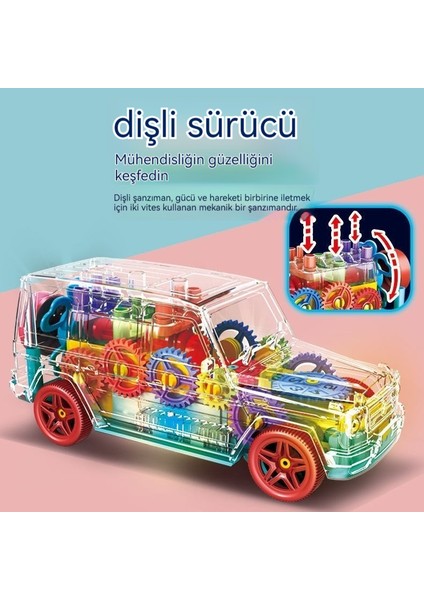 Yeni Şeffaf Dişli Off-Road Araç Pikap Evrensel Hafif Müzik Simülasyon Çocuk Oyuncak (Yurt Dışından)