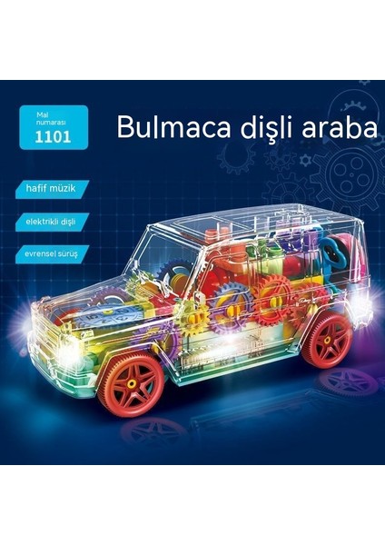 Yeni Şeffaf Dişli Off-Road Araç Pikap Evrensel Hafif Müzik Simülasyon Çocuk Oyuncak (Yurt Dışından)