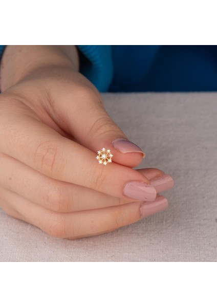 14 Ayar Taşlı Kar Tanesi Altın Küpe fiyatları