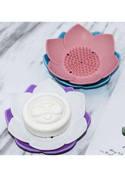 Silikon Drenaj Sabun Kutusu Silikon Lotus Sabun Kutusu Banyo Kaymaz ve Nem Geçirmez Depolama Sabunluk * 2 (Yurt Dışından)