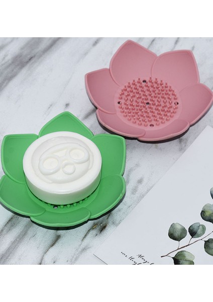 Silikon Drenaj Sabun Kutusu Silikon Lotus Sabun Kutusu Banyo Kaymaz ve Nem Geçirmez Depolama Sabunluk * 2 (Yurt Dışından)