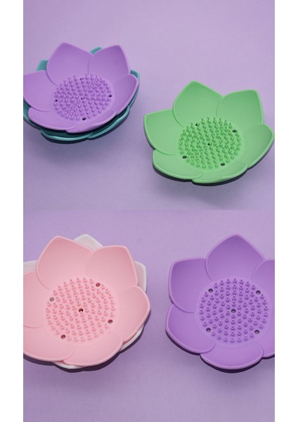 Silikon Drenaj Sabun Kutusu Silikon Lotus Sabun Kutusu Banyo Kaymaz ve Nem Geçirmez Depolama Sabunluk * 2 (Yurt Dışından)