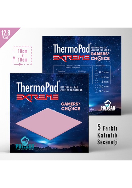 Thermopad Extreme - 100x100 mm | 0.5 mm Kalınlık | 12,8 W/m-K İletkenlik ile Bilgisayarınız İçin Güçlü Soğutma Çözümü!