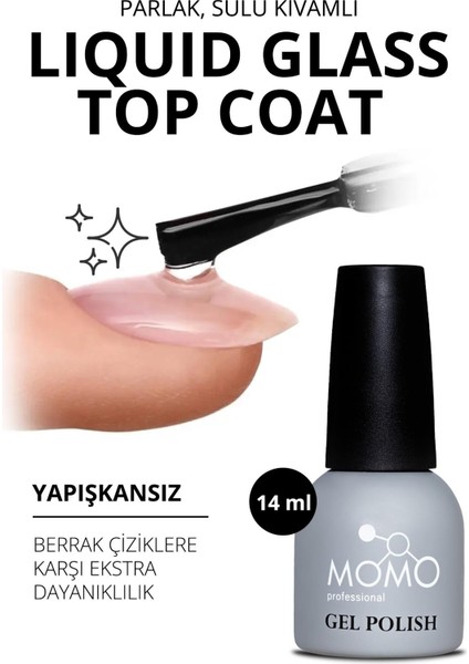 Kalıcı Oje İçin Liquid Glass Top Coat, 14 ml