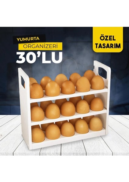 Yumurta Organizeri Buzdolabı Yumurtalık Düzenleyici 30'lu 3 Katlı Raf Yumurtalık Kutusu