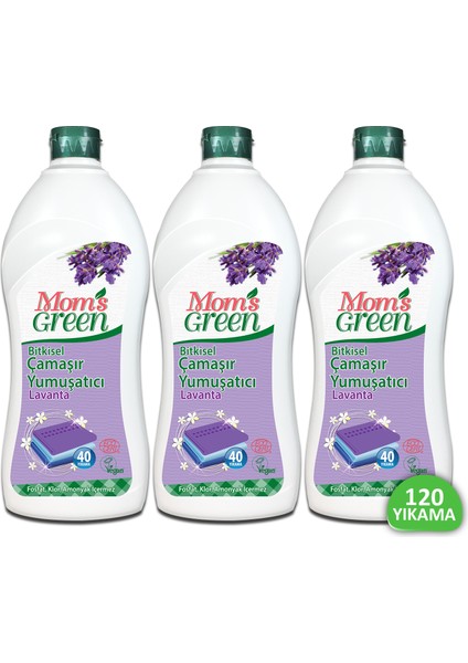 Mom's Green 3'lü Set Organik Lavantalı Çamaşır Yumuşatıcı 120 Yıkama (750 ml x 3)