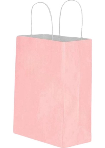 Kraft Burgu Saplı Çanta Pembe 25X31X12CM 50 adet fiyatları
