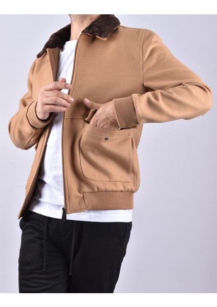 71128 Yaka Kürklü Mont/camel/l fırsatları