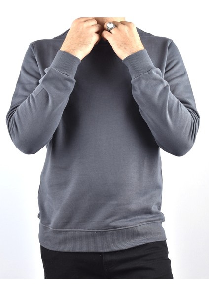 R2247 Pamuk Bisiklet Yaka Sweat /antrasit/m