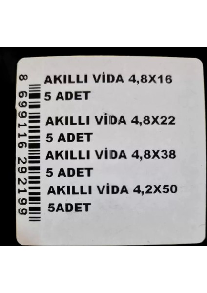 Multipack Matkap Uçlu Vida Seti (Akıllı Vida)
