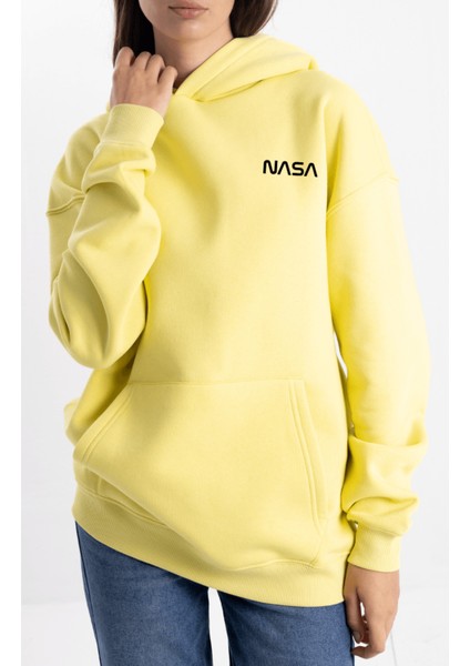 Unisex Oversize Nasa Kapüşonlu Sweatshirt