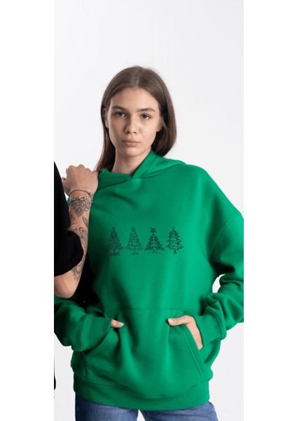 Unisex Oversize Ho Ho On Kapüşonlu Sweatshirt