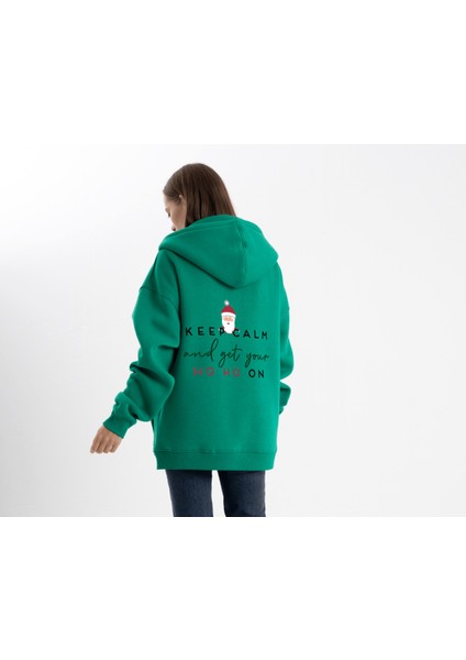 Unisex Oversize Ho Ho On Kapüşonlu Sweatshirt