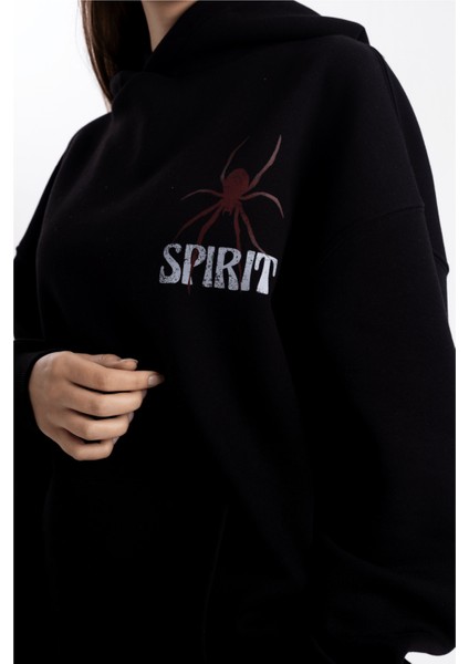Unisex Oversize Spirit Kapüşonlu Sweatshirt