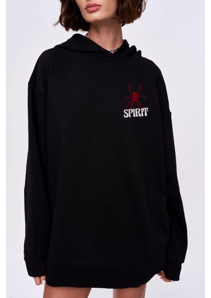 Unisex Oversize Spirit Kapüşonlu Sweatshirt