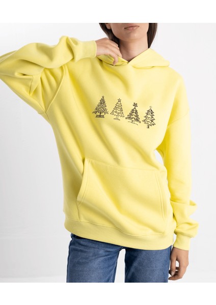 Unisex Oversize Ho Ho On Kapüşonlu Sweatshirt