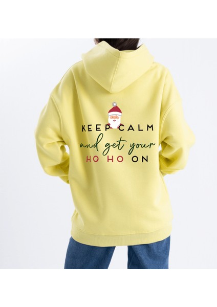 Unisex Oversize Ho Ho On Kapüşonlu Sweatshirt