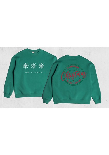 Unisex Oversize Let It Snow Sweatshirt modelleri