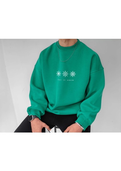 Unisex Oversize Let It Snow Sweatshirt fırsatları