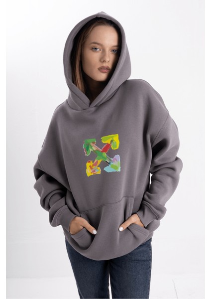 Unisex Oversize Four Kapüşonlu Sweatshirt