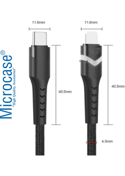 iPhone Uyumlu Lightning Kablo 27W Type-C Hızlı Şarj LED Işıklı Örgü Kablo AL4051