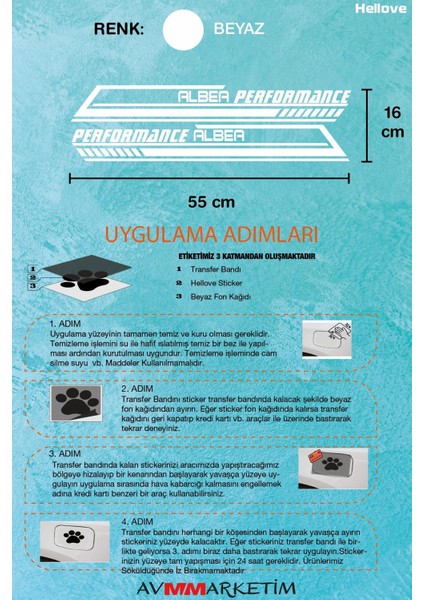 Fiat Albea Yan Şerit Performance Oto Araba Sticker Sağ ve Sol Beyaz 55*16 cm fırsatları