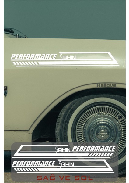 Tofaş Şahin Yan Şerit Performance Oto Araba Sticker Sağ ve Sol Beyaz 55*16 cm