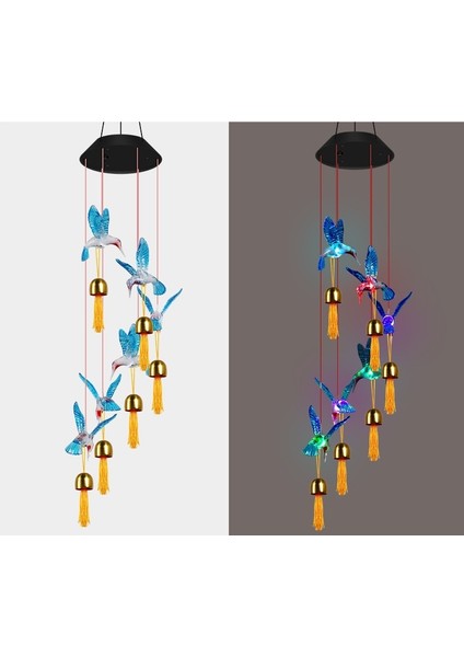LED Güneş Işıklı Rüzgar Ahenge Çan Açık Su Geçirmez Avlu Villa Dekorasyon Renkli Rüzgar Ahenge Işık (Yurt Dışından)